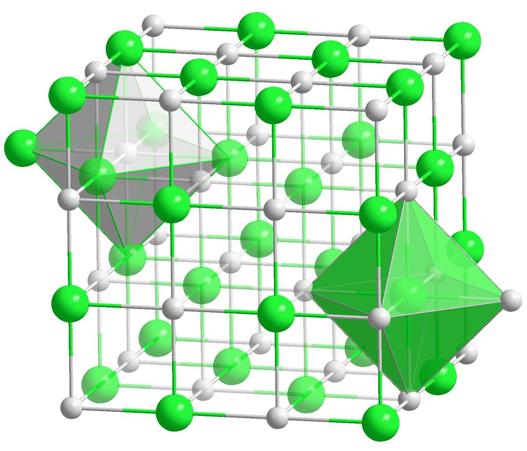 Octahedral MX: rocksalt (NaCl) Cubic close packed Cl with