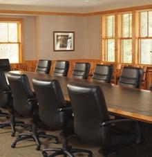 Meeting rooms feature lake views