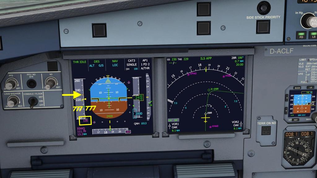 aircraft:airbus_a320 https://www.aeroﬂy.com/dokuwiki/doku.php/aircraft:airbus_a320 Flaps 1 Let the aircraft decelerate to this green dot speed.