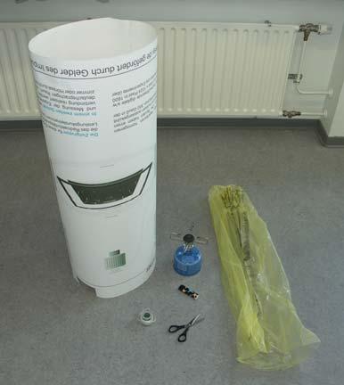 Flying Garbage Bag very light and big garbage bag gas-camping cooker lighter big piece of cardboard (e.g., wall calendar, poster) adhesive tape (sewing cotton, paper clips) Procedure 1.