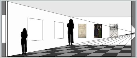 Slika 24 prikazuje dejansko in navidezno obliko sobe, zorni kot pod katerim vidimo levo osebo, njeno dejansko in zaznano velikost. Levo osebo vidimo manjšo kot je v resnici. Slika 24.