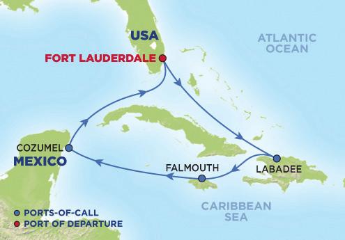 SAIL TO OUR PRIVATE BEACH DESTINATION IN THE CARIBBEAN, LABADEE, HAITI OR EXPLORE THE HISTORIC PORT OF FALMOUTH, JAMAICA.