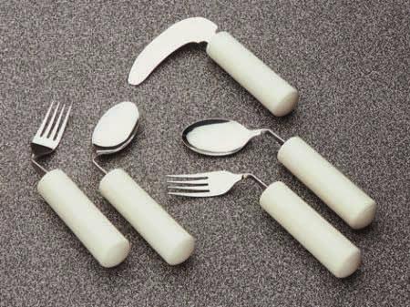 Cutlery Set - Good Grip Good Grips cutlery has a soft cushion grip that keeps the utensil in the hand, even when wet.