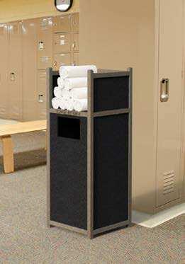 Towel Bins Towel bins provide a simple solution for returning used towels. These units are economical, convenient, and compact, making them ideal for smaller spaces.