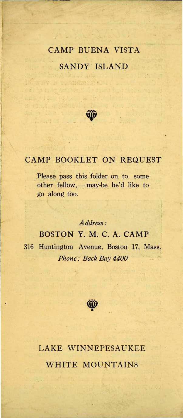 CAMP BUENA VISTA SANDY ISLAND CAMP BOOKLET ON REQUEST Please pass this folder on to some other.