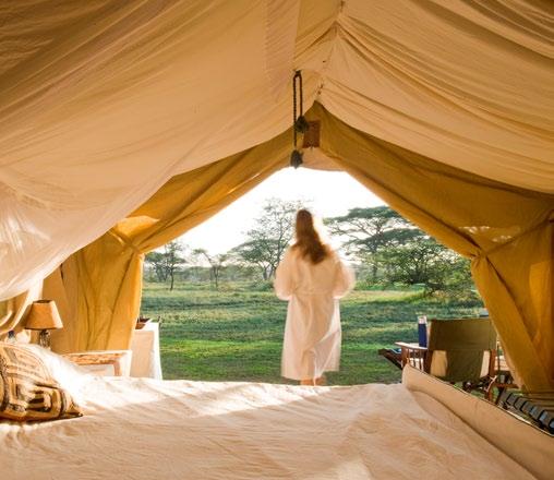 Your tent attendant will mix the perfect blend of hot and cold water for a refreshing shower any time of the day or night While you enjoy dinner, your tent attendant will turn down your bed, slip a