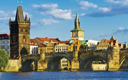 The 14 th -century Bridge Tower on the Old Town side of Prague s Charles Bridge is one of Europe s most striking examples of High Gothic architecture.