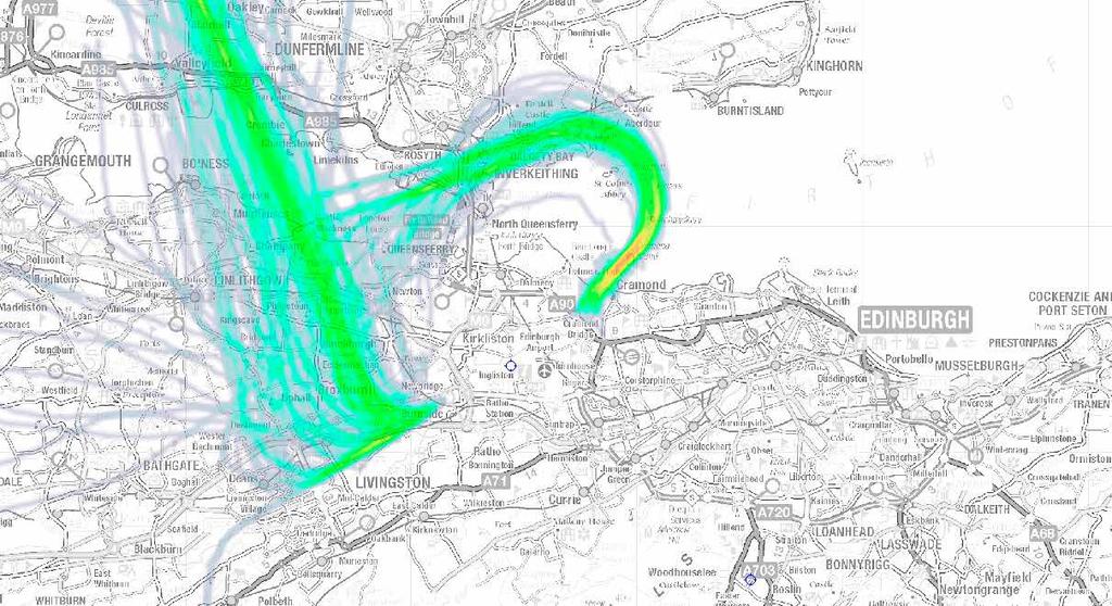 0% climb gradient (good climber) This map shows the current flight tracks, overlaid with our considered