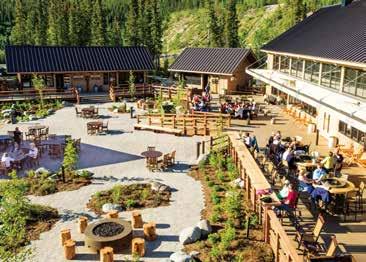 The largest building in the complex is Karstens, the grand 7,000-square-foot two-story restaurant showcasing views of the neighboring mountains for dining guests.