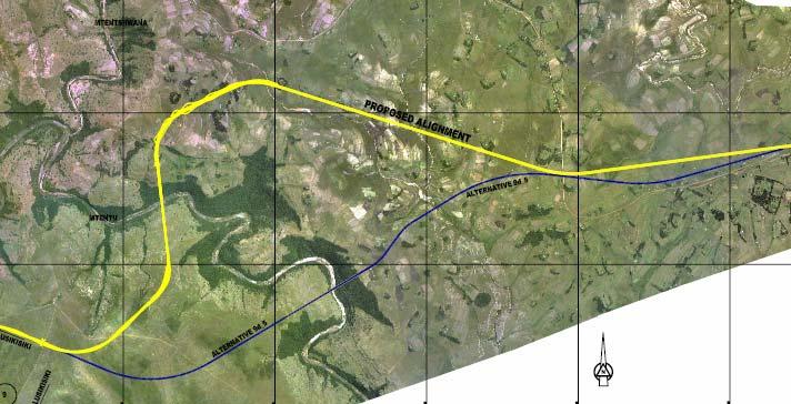 4.9.3 Assessment of alternative road alignments at the Mthentu River Alternative alignments are proposed at the Mthentu River.