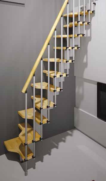 The basic kit consists of 11 steps + internal railing, but it is also possible to customize your staircase thanks to the wide range of disposable accessories,