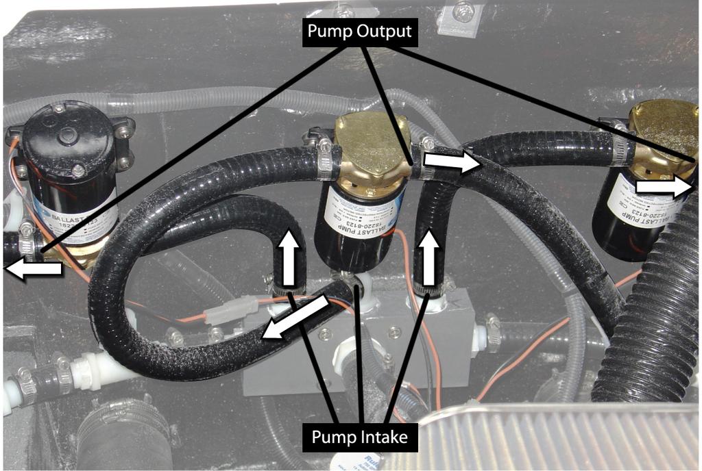 8). FIG. 6 FIG. 7 7. Secure hose with a plastic hose clamp (See Fig. 9). 8. Measure the distance from your rear starboard directional valve to the pump. (See Fig. 5) Cut a piece of hose to this distance, (Note: we suggest allowing yourself at least 8 inches of extra hose).