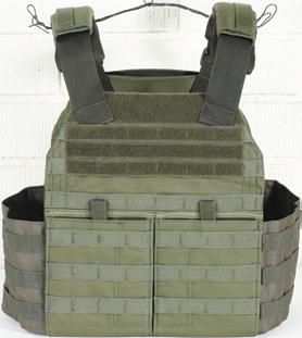 Holds front and rear full size plates and/or soft armor in separate smaller inside hook-n-loop panels.