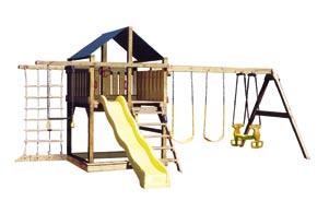 Space Station $499.00 Swingsets Swingsets Blazing Comet $299.00 5 x 5 Fort. 5 Deck Height. 6 Deep Sandbox. Inclined Step-Ladder Split Level 3 x 5 Turbo Fort. 6 and 7 Deck Height (see pg.