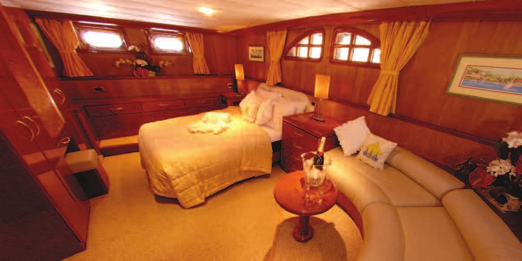 12 GUESTS-SIX EN-SUITE CABINS Accommodations provide for up to twelve guests.