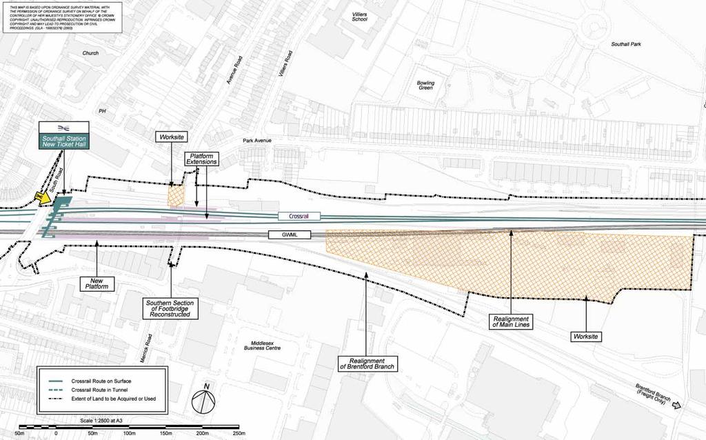 A west bound Crossrail Airport line would be installed on the alignment of the current west bound Main line track.