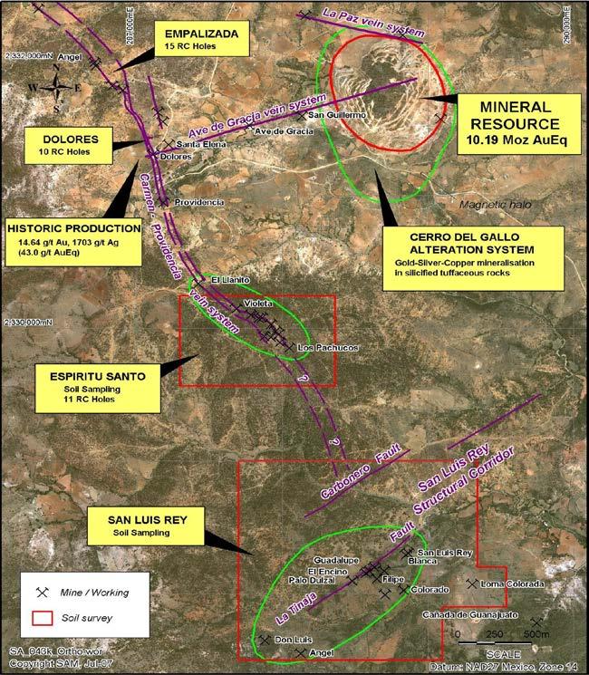 Cerro Resources Cerro del Gallo Regional Targets Cerro del Gallo Regional Targets Prospective target areas Secondary priority but previous scout drilling has shown promise 1.5m @ 590g/t Ag and 3.