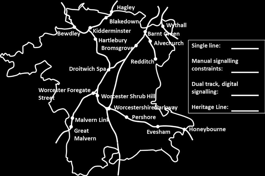 Figure 3.10: Rail Infrastructure Constraints In Worcestershire 3.5.