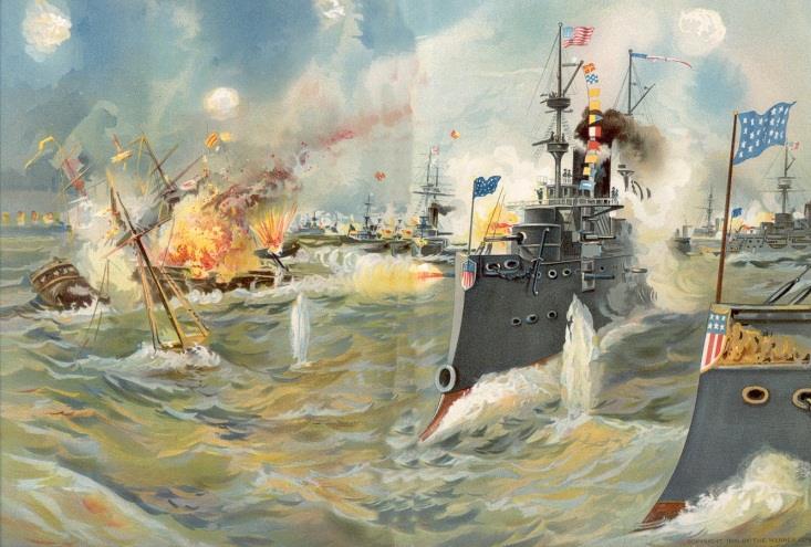 Battle of Manila Bay in the Philippines. The U.S.A.