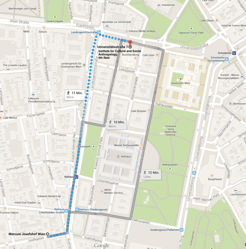 DIRECTION FROM THE MERCURE HOTEL TO THE INSTITUTE OF CULTURAL