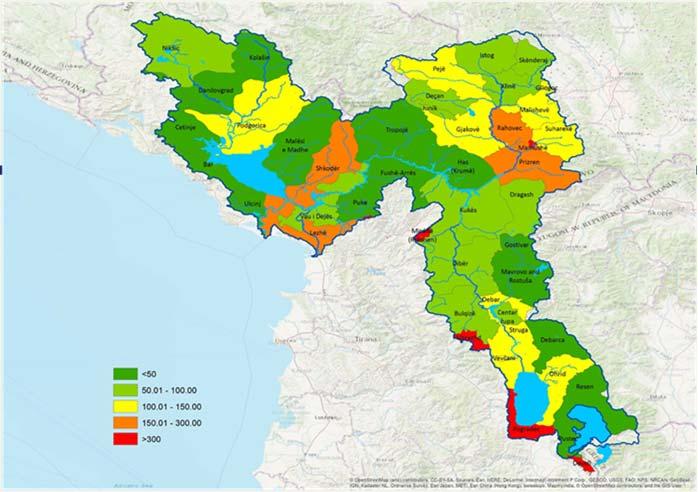 Demography (2011)* Female Male in the Basin % of Population density (cap/km2) Albania 2,821,977 300,530