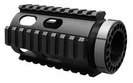 The Picatinny rails are designed for the attachment of foregrips, flashlights, optics or any other type of rail mounted accessories.