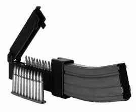 Personal pocket-sized magazine attached loader/unloader. Fits onto an AR magazine to assist in loading and unloading loose rounds into and out of the magazine. Painless fingers.