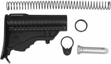 25" long without recoil pad; yet is strong enough for its intended purpose "Close Quarters Battle. Uses CAR length buffer and spring (not included).