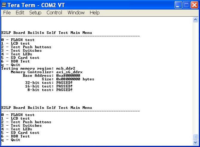 test za HDMI xilinx-ov test program, prosleđuje na TV sliku koja je prethodno smeštena u DDR. test za UART svaki test program ima odgovarajući ispit na terminalu, preko UART-a.