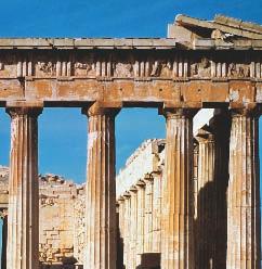 The Parthenon has Doric columns the oldest style of Greek columns. Pericles commissioned the Parthenon as a temple to Athena. Inside was a 38 foot (12 m) statue called the Athena Parthenos. 1.