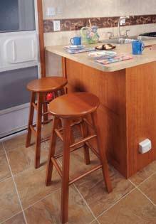 Enjoy all of the creature comforts of our high powered 12 volt, AM/ Our breakfast bar, with two bar stools FM/CD stereo system