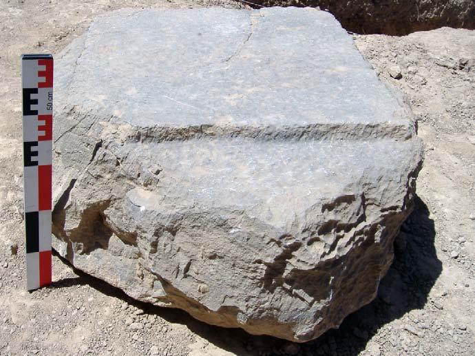 Fig. 9: A squarish cube rested upon the foundation and supported the column base; the actual bases have not survived. foundation for the pavilion.