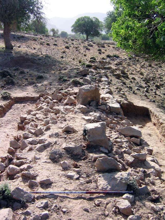 Fig. 16: A part of the wall (supporting a canal) built of stones onto the natural surface on the right bank.