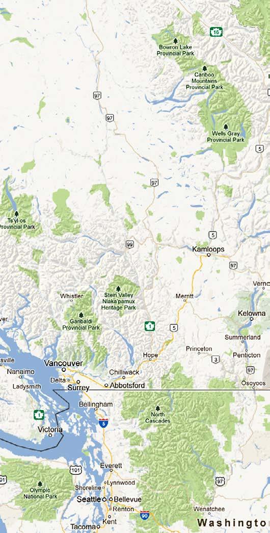 Resort Locations British Columbia Kamloops Kelowna 3 Vancouver 4 1 2 Manning Park Washington Seattle