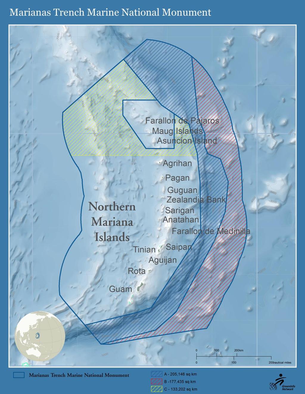 Figure 2: Marine areas that could be included if the sanctuary designation process looks beyond the Marianas Trench Marine National Monument Islands Unit.