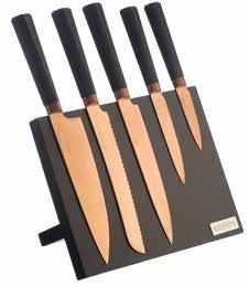 significantly greater corrosion resistance. The knife blades are finished with a stylish copper titanium coating.