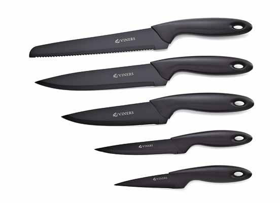 Made from stainless steel and finished in a nonstick coating, these knives are sleek and durable, perfect for a