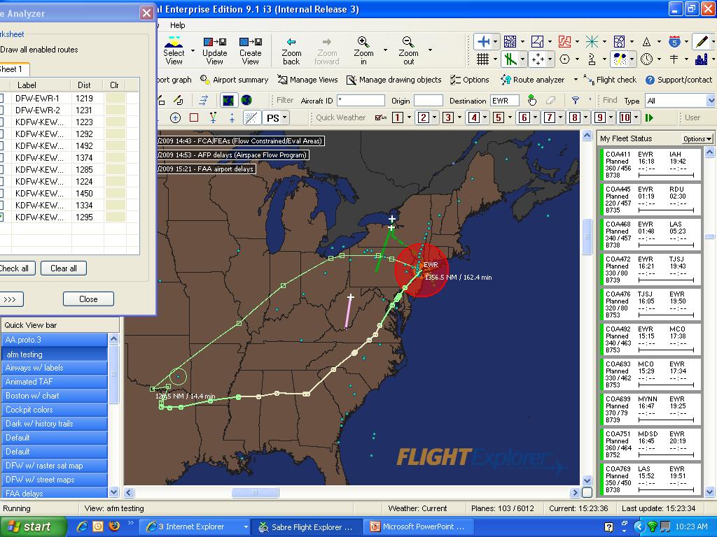 functionality, a Holding Analyzer, enhanced events filter and flight status functionality, and new graphical domestic and international weather products from IPS MeteoStar. Flight Explorer Version 9.