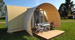 The tent Coco is a rounded mobil-home covered by a fabric.