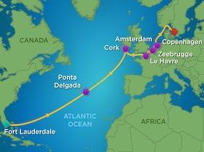 29 Serenade of the Seas 16 Night Transatlantic Cruise April 26th - May 12th, 2019 Sailing roundtrip from Ft. Lauderdale to Azores, Ireland, France, Belgium, Netherlands and Denmark Inside Cabin Cat.