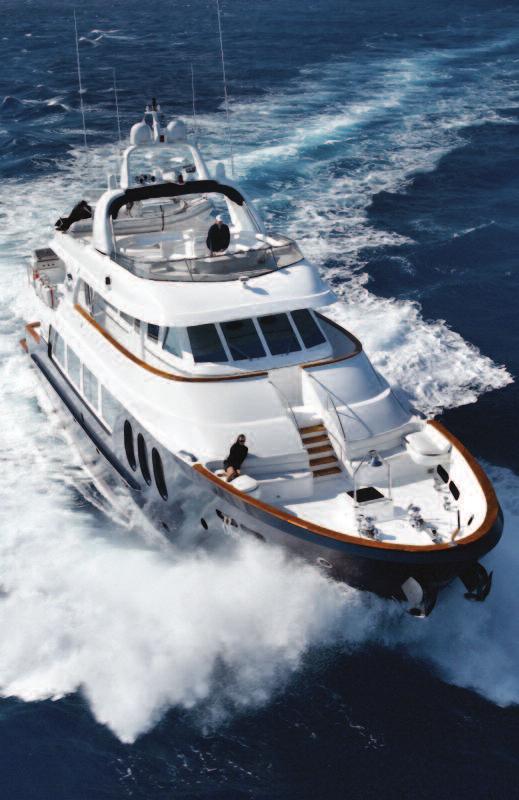 Lady Michelle takes 10 guests with nine crew at a weekly base rate of $215,000, plus expenses. Contact management company International Yacht Collection.