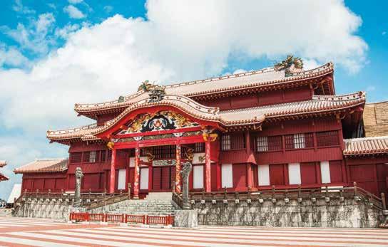 fascinating creatures and sites. OKINAWA, SHURIJO CASTLE, GYOKUSENDO CAVE & OKINAWA WORLD CULTURAL VILLAGE Just minutes away from the pier is majestic Shurijo Castle, a UNESCO World Heritage Site.