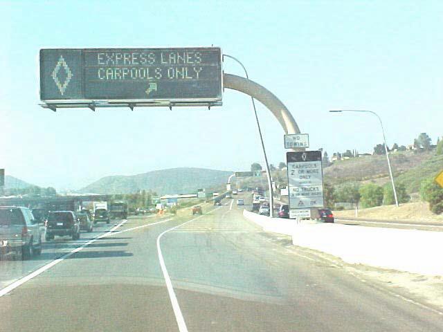 Figure 2-19. Overhead dynamic message sign, SR 91, CA (Chrysler, et al.