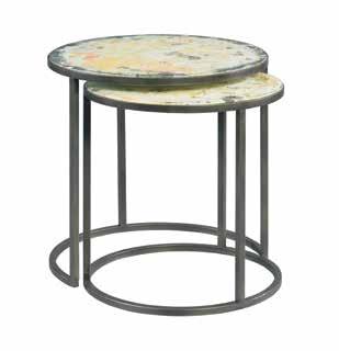 The two tables of the Riley Nested Side Table are solid welded steel in a natural gunmetal finish