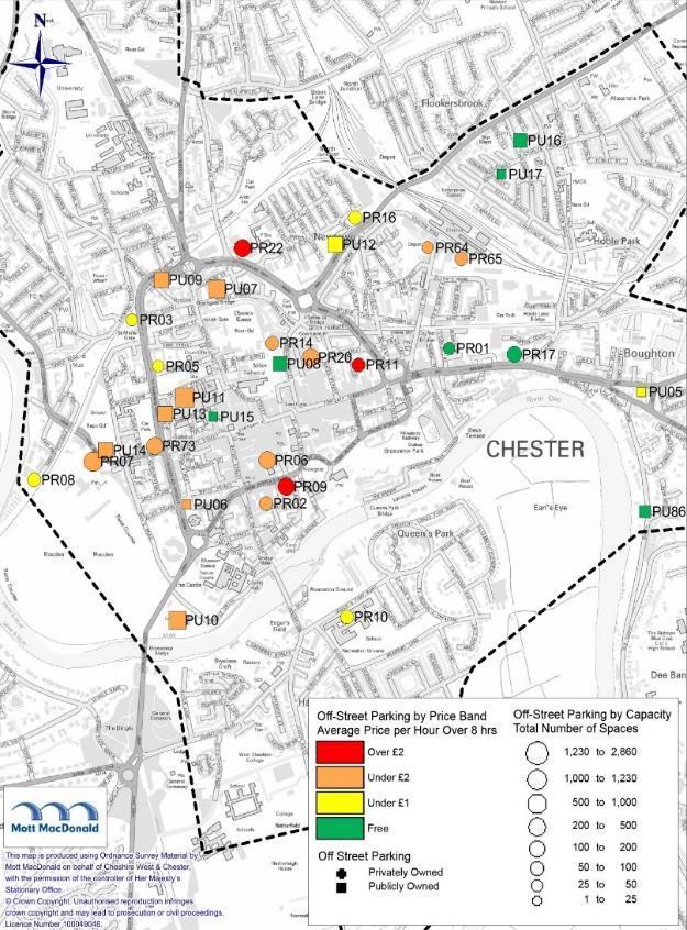 Chester Findings - Off Street Parking Av price paid per hour is 1.42 (public) & 1.64 (private) Most expensive public car park is Trinity Street ( 2.