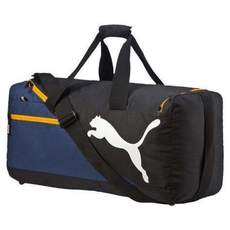 PUMA LARGE DUFFLE BAG BLUE WING TEAL Article - 7339505 SIZE - LENGTH - 60 CM WIDTH 31 CM HEIGHT 28 CM MRP 2999/- Two-way zip opening into main compartment, zip pocket on right side, zip pocket on