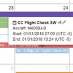 FLTLOGIC FEATURES CALENDAR Choose Monthly, Weekly, or Daily Views Custom color code the calendar by aircraft and type of event for easy reference Additional calendar views to see all events for one