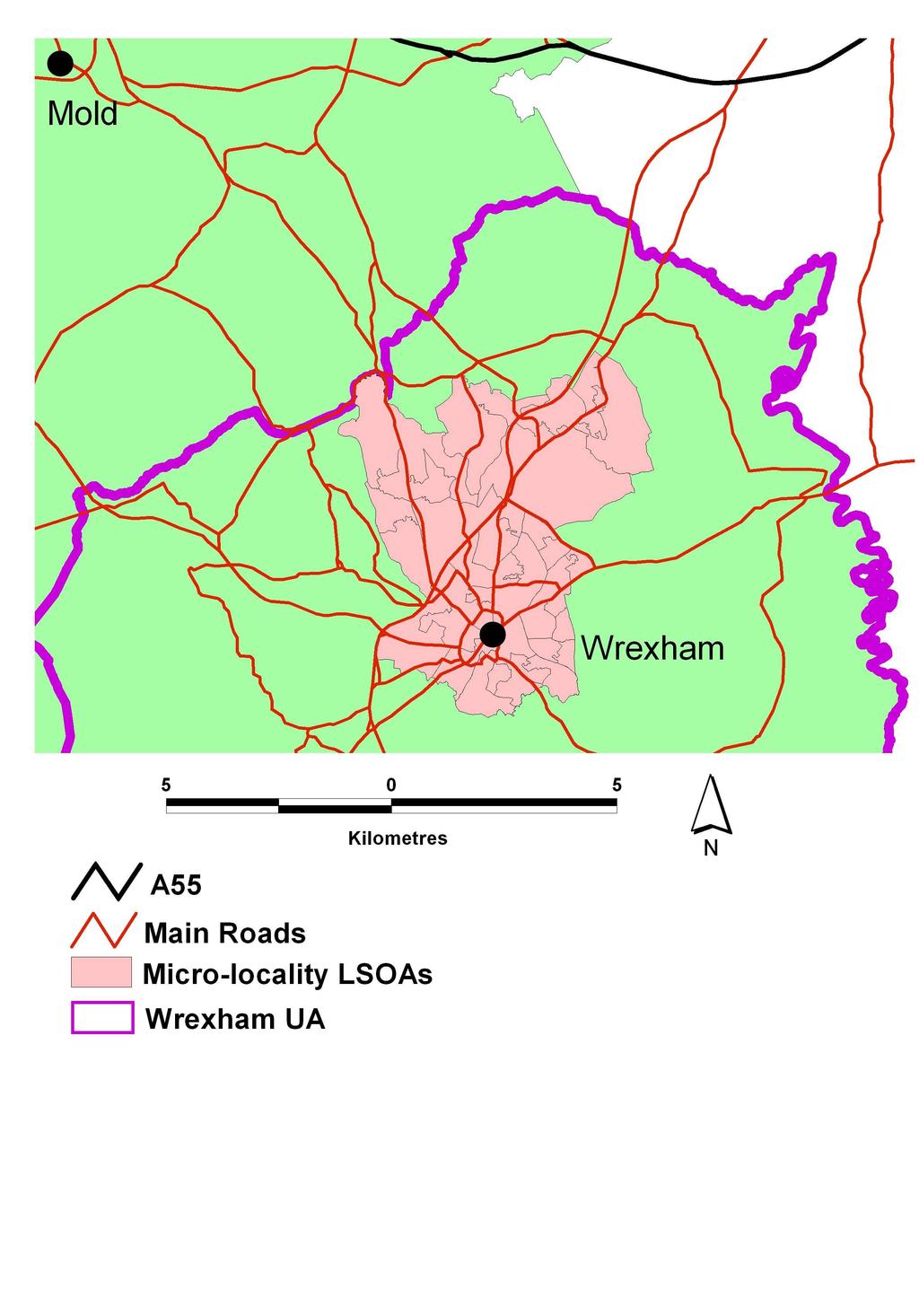 Figure 1.4 The Wrexham Micro-locality site Mastermap Layer@Crown Copyright / database right Ordnance Survey / EDINA supplied service 2010.