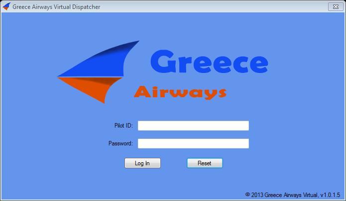 Login Page After opening the Greece Airways Virtual Dispatcher, you will notice that there is a login page. On the login page, you can login into the system of Greece Airways Virtual.