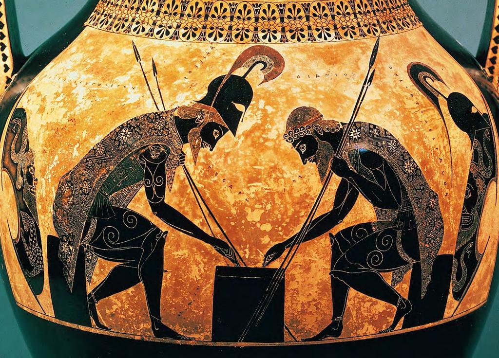 EXEKIAS, Achilles and Ajax playing a dice game at Troy (detail from an Attic black-figure